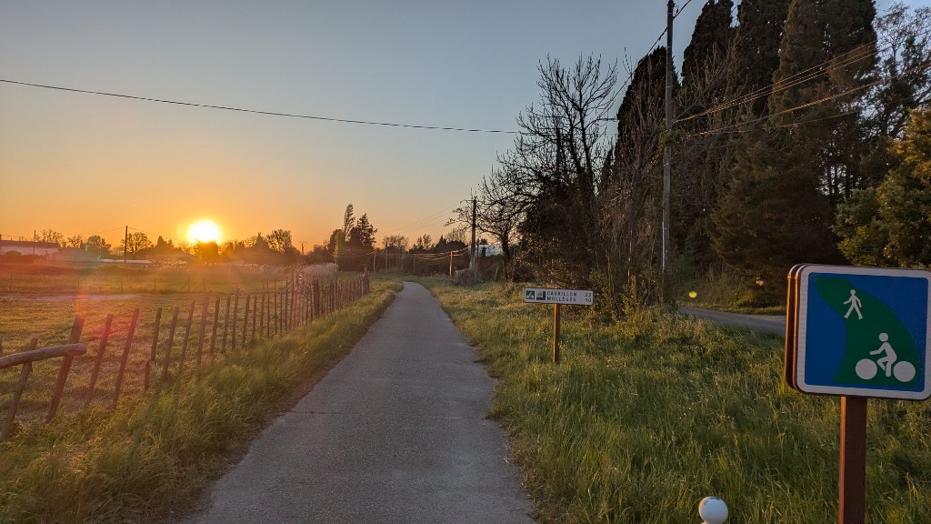 Cycling path at sunset